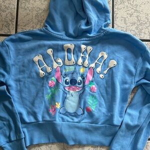 Stitch blue zip up hoodie cropped size 10 kids